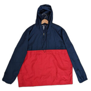 Men's Swisstech Navy Blue and Red Hooded Rain Jacket Pullover Size XL